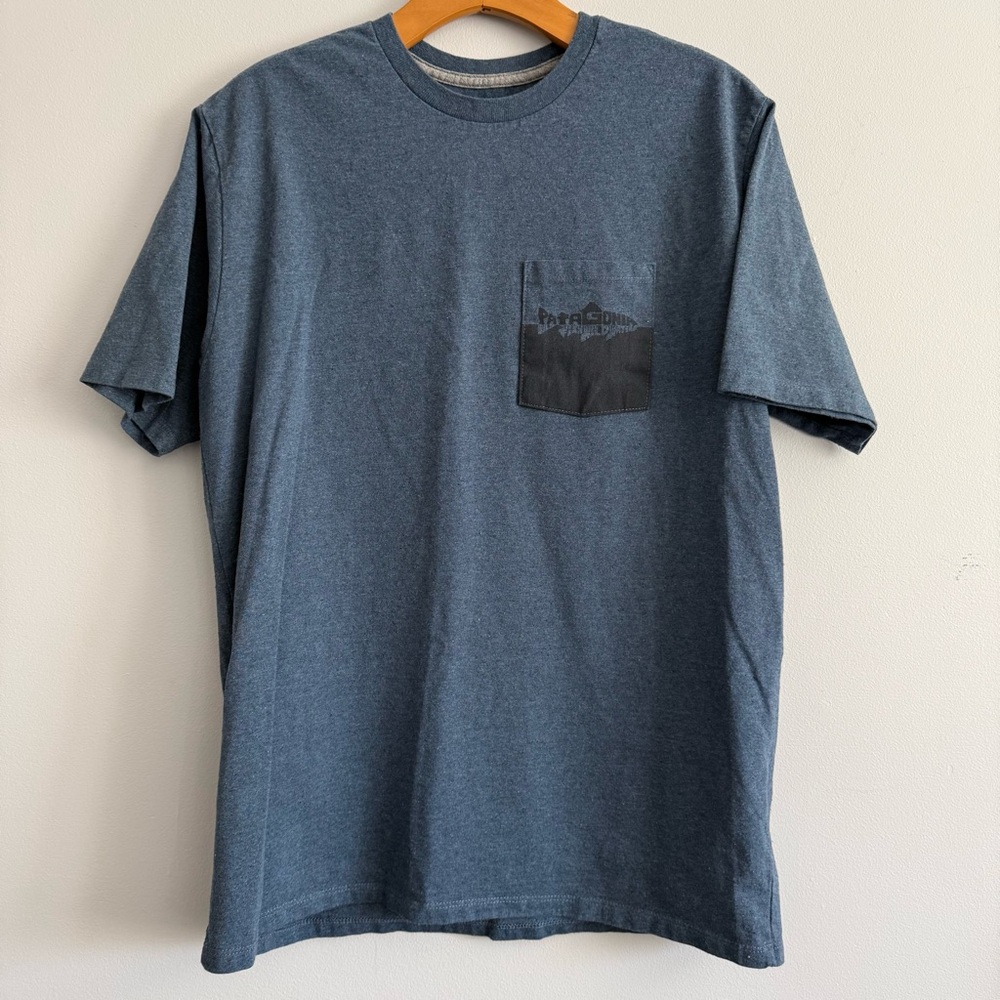 Patagonia Wild Fish Wild Waters Slate Blue Pocket Shirt